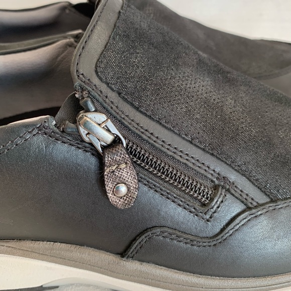 Aravon Pyper Black Leather Side Zip Comfort Slip On Sneakers Woman’s 9.5M - Picture 8 of 15